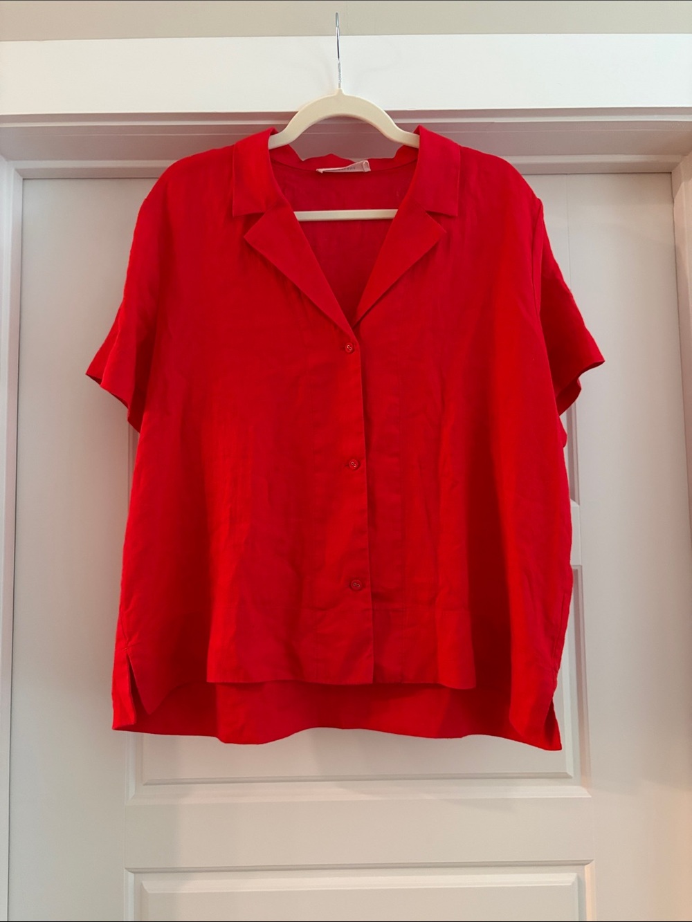 NWOT Everlane Women's Notch Shirt in Linen in Classic Red, Size Extra Large